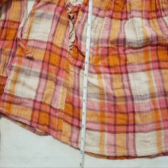 Free People Women's Siena Plaid Pullover Boho Bohemian Top with Ruffles size Med - Picture 8 of 9